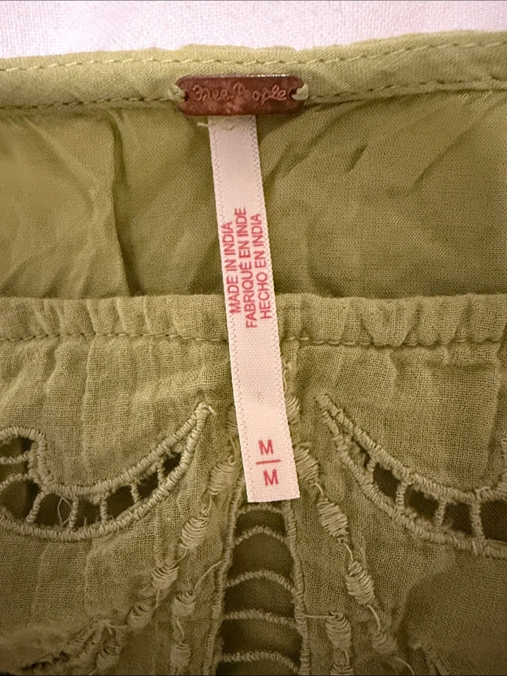 Free People Lime Green Eyelet Lace Shift Dress